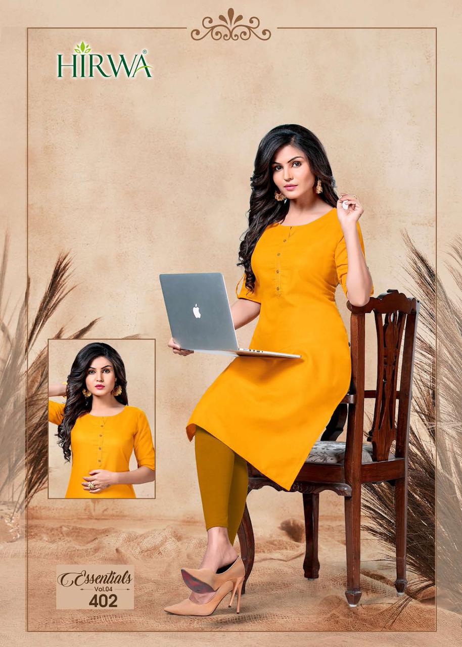 Hirwa Essential 4 Fancy Stylish Casual Wear Cotton Kurti Collection